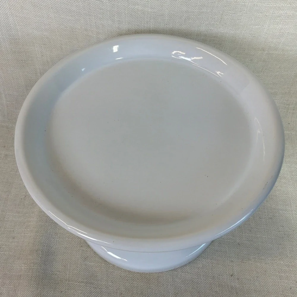 Pottery Barn White Ceramic Pillar Candle Holder Pedestal Stand 8.5 Inch